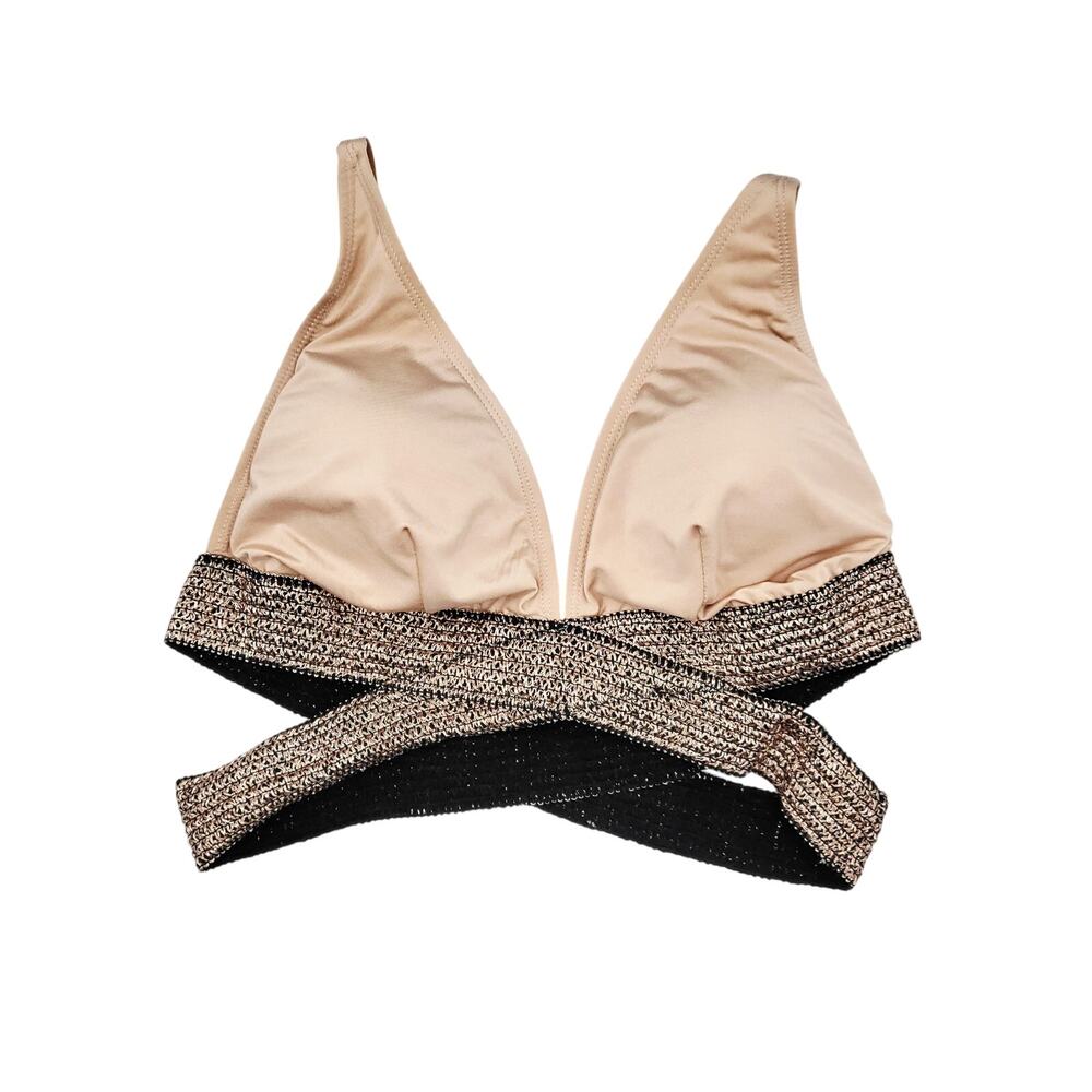 Fashion Nova Nude Glowing Sun Bikini Top Women's Plus 1X Rose Gold Elastic Trim